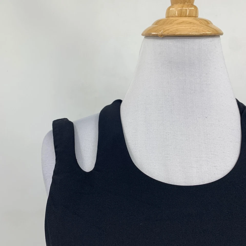 Camiseta sin mangas Trina Turk para mujer M mediana negra malla recreativa recorte espalda acolchada Foto 4 de 4