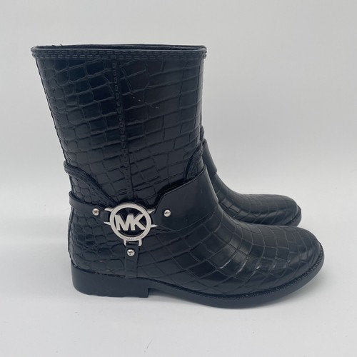 Michael Kors MK Signature Buckle Rubber Rain Boots Size 6 - Picture 3 of 9