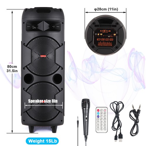 5000W Portable Bluetooth Speaker Sub woofer Heavy Bass Sound Party System W/ Mic - Picture 9 of 11