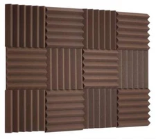 2" Brown Acoustic Wedge Soundproofing Studio Foam Tiles 12 Pack