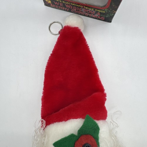 Vintage Christmas Singing Santa Head Light Sensor Jingle Bells Holiday Greetings - Picture 2 of 13
