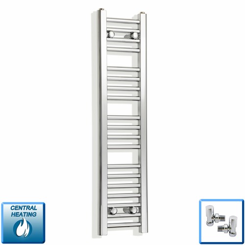 250mm Wide Chrome Heated Towel Rail Radiator Ladder Straight Bathroom Warmer HTR - Picture 19 of 32