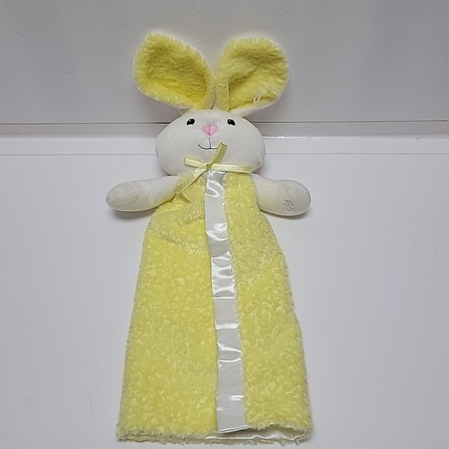 Rare Stephan Baby Lovey Bunny Rabbit Security Blanket Yellow White Satin 2012