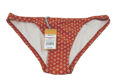 Women's Bikini Bottom Kona Sol Rust Floral Medium Coverage Hipster Size XS (0-2)