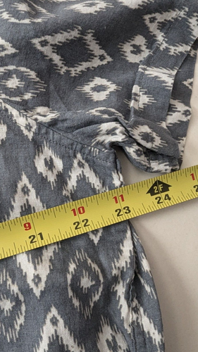 Camicia corta misto lino marca Lucky grigio blu stampa geometrica taglia XL nuova con etichette - Foto 4 di 8