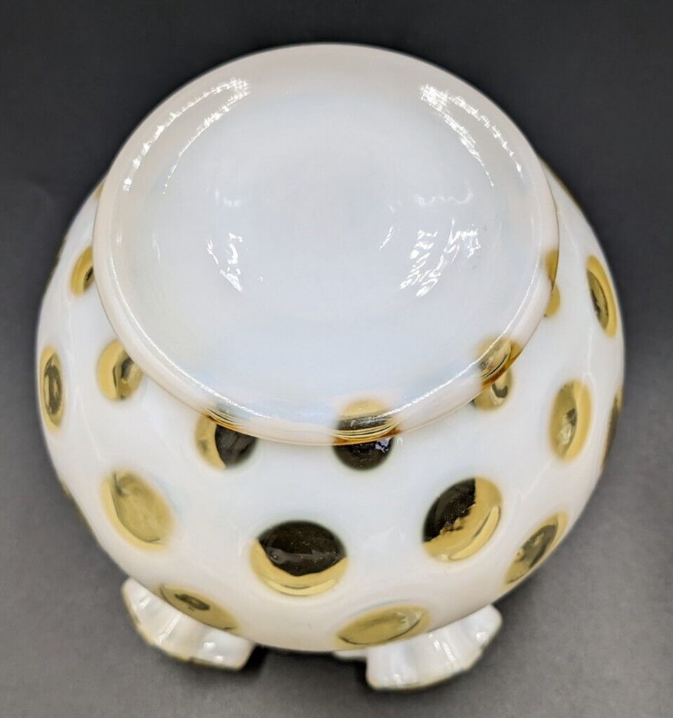 Vintage Fenton Honeysuckle Opalescent Coin Dot Ruffled Edge