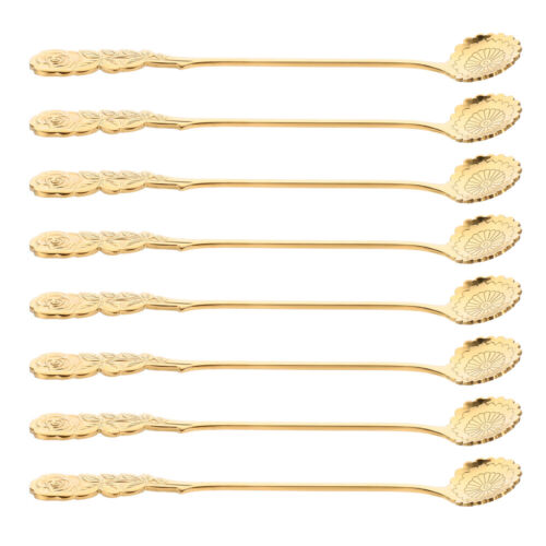 8 Pcs Würze Kaffeelöffel Aus Edelstahl Mit Blumenmuster Dessertlöffel - Bild 6 von 11