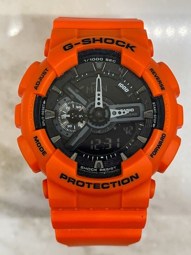 Casio G Shock GA-110GB Uhr mit orangefarbenem Band & Box wie besehen, defektes Uhrwerk - Bild 2 von 20