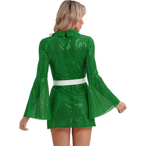 Women's Sundress See-through Dresses Mini Dress With Belt Sequins Clothing Y2K - Picture 42 of 47