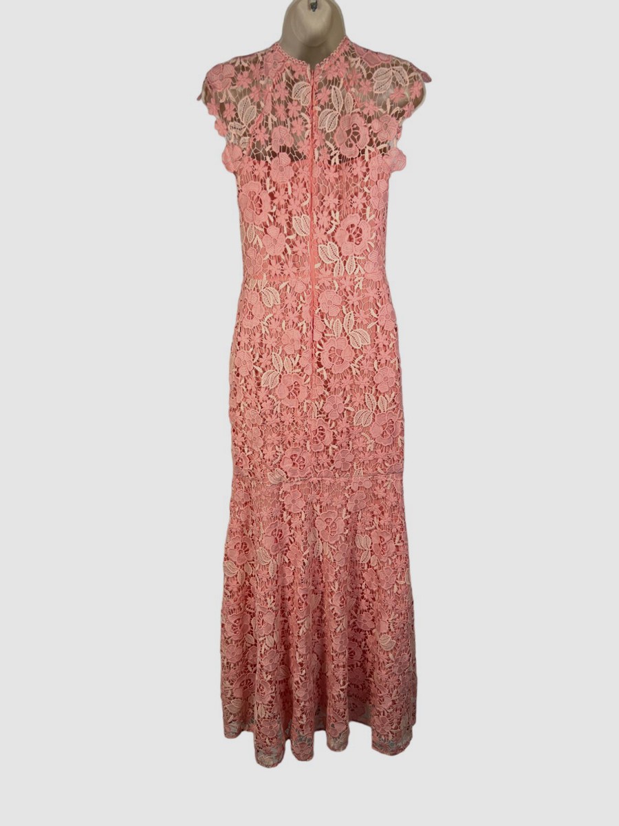 $660 Shoshanna Women's Pink Carlotta Sleeveless Floral-Lace Gown Size