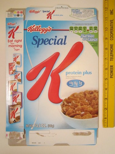 Scatola vuota per cereali Kelloggs 2007 Special K PROTEIN PLUS Z3A25 - Foto 1 di 2