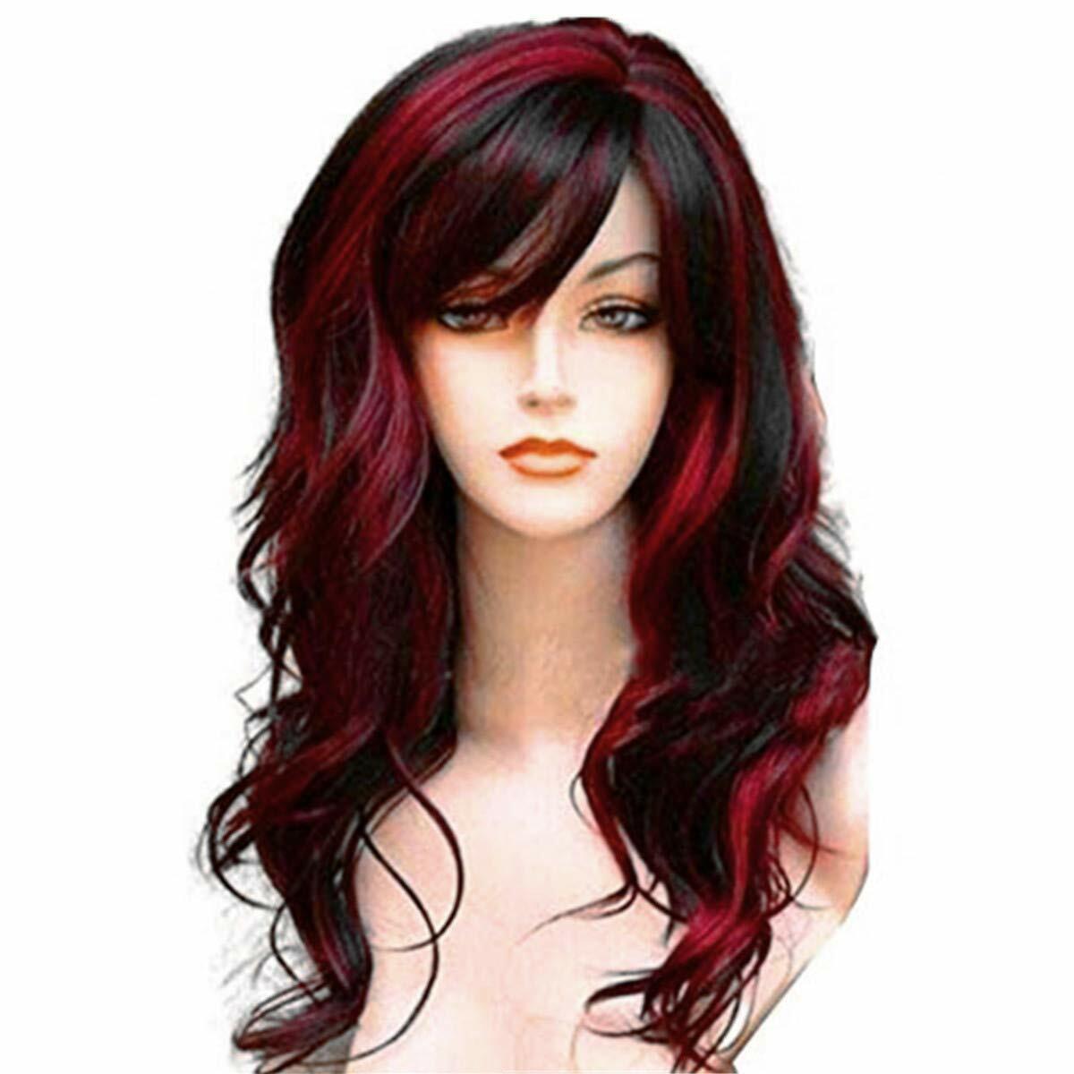 Long Hair Wigs Wavy Curly Glamorous Women Black Red Highlights Synthetic Cosplay 643689868181 | eBay Long Hair Wigs Wavy Curly Glamorous Women Black Red Highlights Synthetic Cosplay 643689868181 | eBay