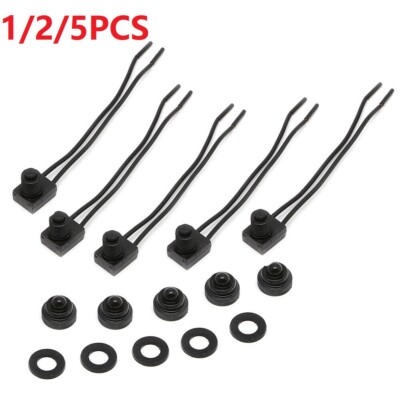 5x 12V wasserdicht Taster Push Button On-Off Schalter Draht für Motorrad Auto AE