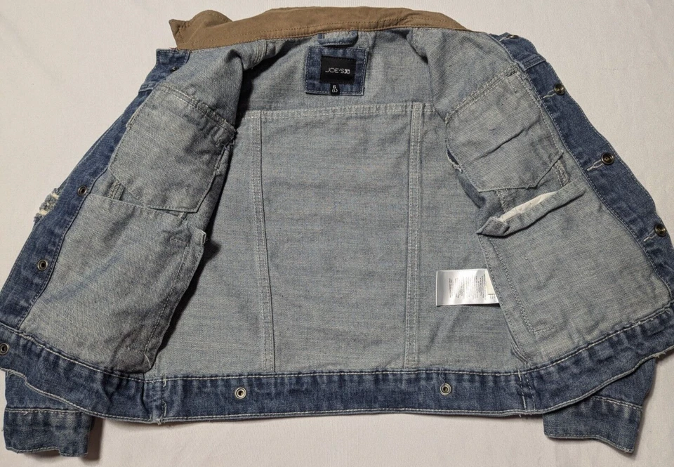 Chaqueta de Camionero Joe's Azul Denim Botón a Presión Imitación Gamuza Cuello Niños Grande Foto 4 de 4