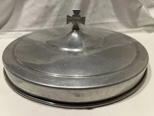 Church Communion Service Round Holder "LID ONLY" Vintage Aluminum 12.75" Brim