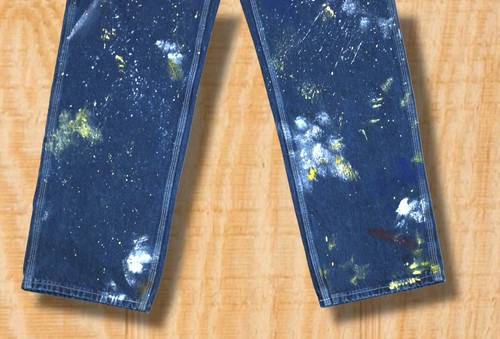 DISTRESSED CARHARTT ARTIST PAINTER SPLATTER 38 X 36 CARPENTER DENIM BLUE JEANS b - Bild 4 von 11