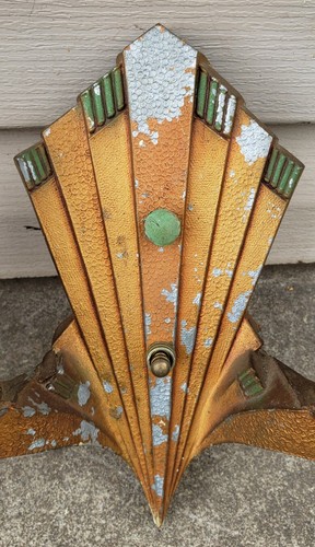 Antik Vintage Maschine Alter Wolkenkratzer Art Deco Wand Doppel Wandleuchten Paar Theater - Bild 3 von 21