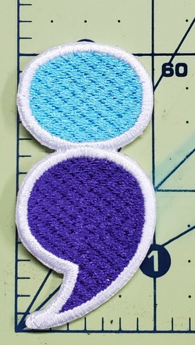 Semi-Colon Semicolon Embroidered Iron On Patch Gifts My Story Isn't Over Yet - Picture 6 of 13