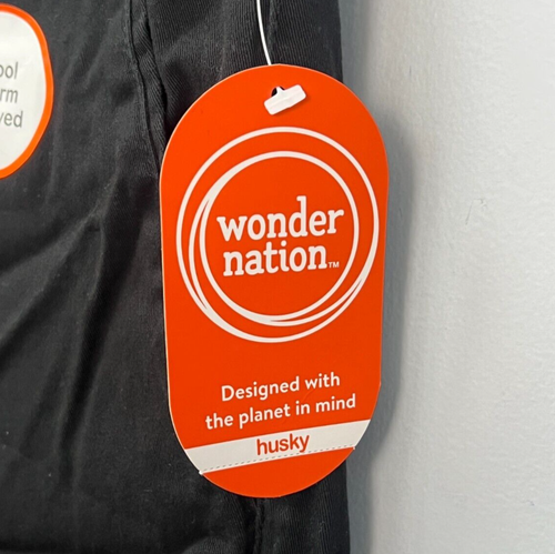 WONDER NATION Black Flat Front School Approved Uniform Shorts Boys Size 16 Husky - Picture 4 of 9
