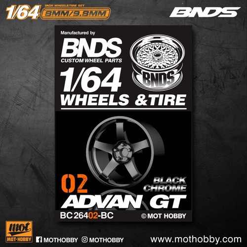 Mot Hobby BNDS . ABS Plastic 1/64 Wheel and Tire Sets - GUN METAL - Select Optio - Picture 23 of 34