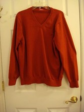 IZOD Red V-Neck 100 Cotton Sweater Long Sleeve Men's Size XL