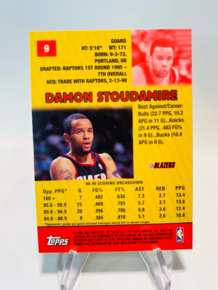 DAMON STOUDAMIRE 1999-00 Bowmans Best #9  Blazers - Image 2 of 2