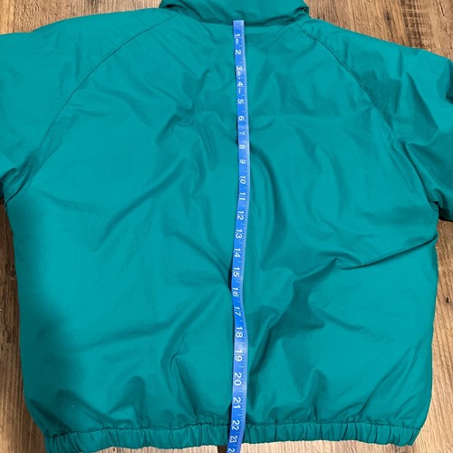 Vintage grüne Eddie Bauer 100% Gänsedaunenjacke Damen M, Reißverschluss Druckknopf Tasche - Bild 13 von 16