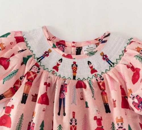 NEW Boutique Christmas Nutcracker Girls Smocked Embroidered Dress - Picture 2 of 8