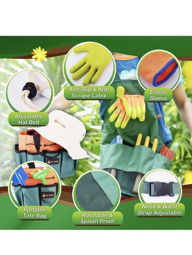 Kids Gardening Set -Real Metal Gardening Tools Kit for Children Includes Sturdy - 第 2/7 張圖片
