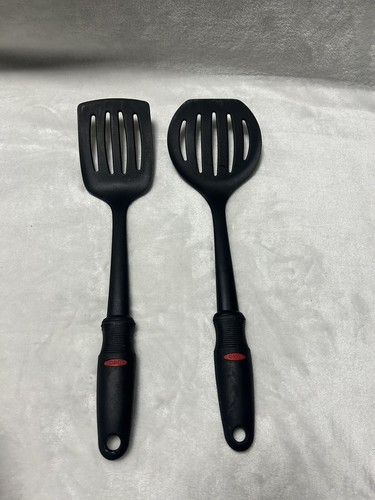 2 OXO long handle black plastic spatula set spatulas utensils tuner