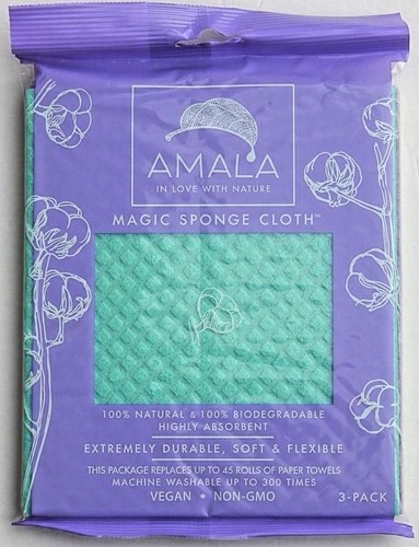 AMALA MAGIC SPONGE CLOTH 100% NATURAL 3-PACK NEW AUTHENTIC GERMANY