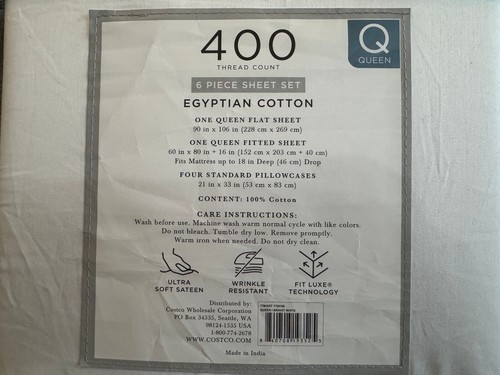 Hotel Signature Sateen 400 Count Egyptian Cotton 6-piece Queen Sheet Set White - Picture 4 of 4