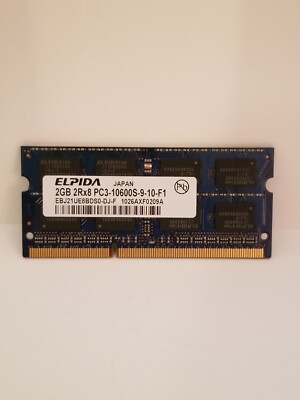 Elpida 2GB 2RX8 PC3 10600S-9-10-F1 (EBJ21UE8BFU0-DJ-F) Laptop RAM