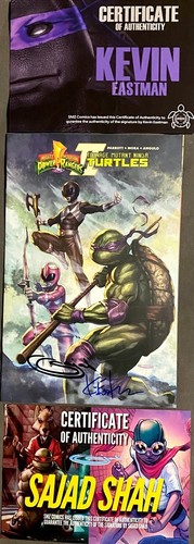 MMPR/TMNT II - #2RE - Signed by Kevin Eastman & Sajad Shah - IDW- 2 x COA's - NM - Picture 4 of 5