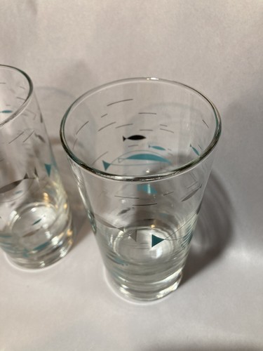 Set Of 3 Rare Vintage 5" Libbey Glasses Mediterranean Atomic Fish 8oz Tumblers - Picture 5 of 8