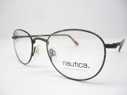 New Vintage Eyeglass Frames Nautica Italy Mod J26 Demi Amber Retro Round 48 NOS - Picture 1 of 7