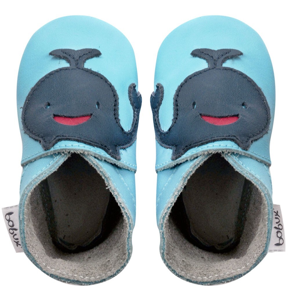 Bobux #2025 Soft Sole Malibu Whale Leather Baby Shoes Size S (3-9 months)