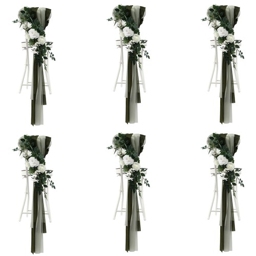 Wedding Chair Decoration 6pcs Chair Decoration Artificial Flower with Fabric - Picture 6 of 16
