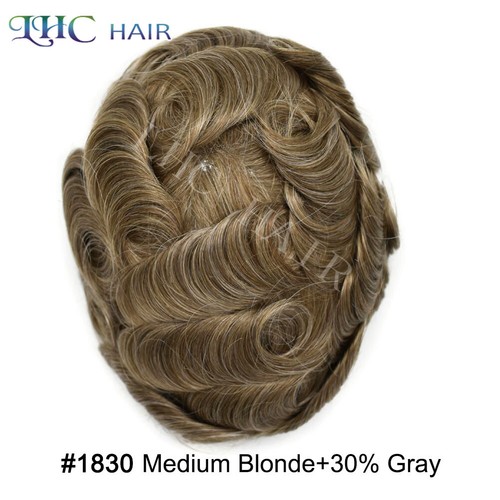 Full PU Mens Toupee Durable Thin Skin Human Hair Replacement System Wigs Units - Picture 71 of 78