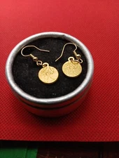 New Fashon Jewelry Gold Tone 1/2" Round Tree Of Life Charm Drop Dangle earrings.