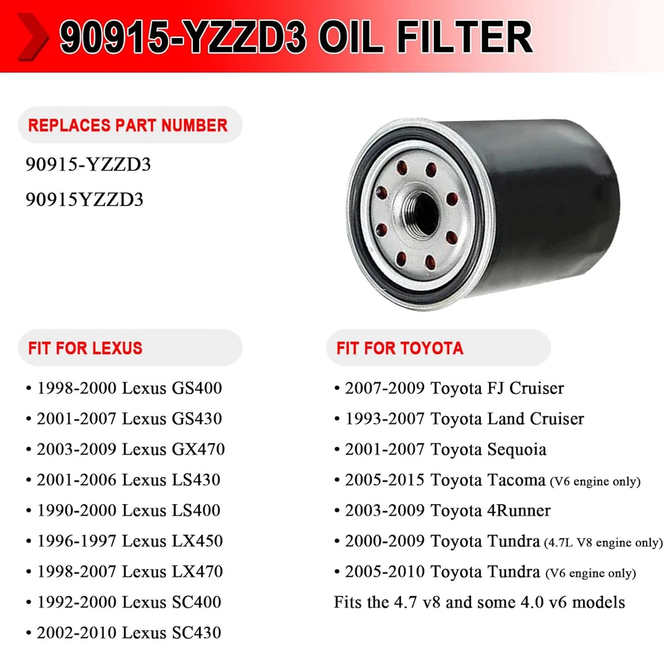 Cantidad 10 - 90915-YZZD3 para filtros de aceite Toyota Lexus 2025 NUEVO Foto 3 de 4