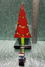 10" Red Christmas Tree Mantel Extended Hook Stocking holder/Hanger Silver Chrome