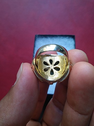 Huge Gold Tone (GP?) Cream Enamel And Rhinestone Cocktail Ring Unsigned -READ - Picture 11 of 20
