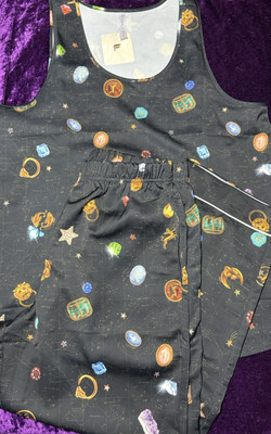 Fabletics Pajama Set MEDIUM Lucky Charm ZODIAC Tank Pants LOUNGE Celestial Stars