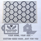 Handmade Grey Black Geometric Rug | Flatweave Cotton Durry | Custom Size rugs