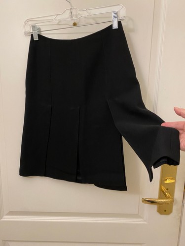 Vintage Women Bebe Black Wool Blend Pleated Car Wash Pleats Skirt Size 2 - Picture 7 of 12