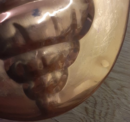 Vintage Copper Mold Oval Spiral Shell Wall Hanger Tin Lined Korea 6.5" x 2" x 9" - Picture 6 of 13