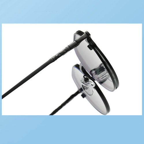 Men Women 3 in 1 Metal Magnetic Clip On Polarized Sunglasses Round Glasses Frame - Picture 12 of 23