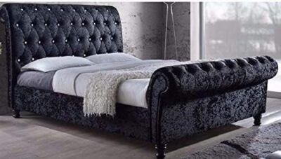 Maßgeschneiderter Chesterfield Sliegh zerkleinerter Samt Rollenbettgestell