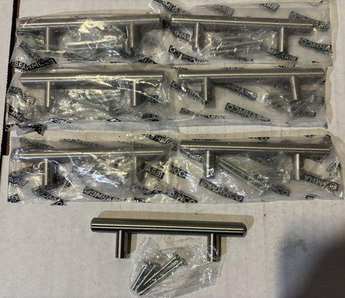 7 BRAHMCO 5" STAINLESS STEEL SOLID CABINET/DRAWER PULLS WITH 3" O.C. HOLES - Picture 4 of 13